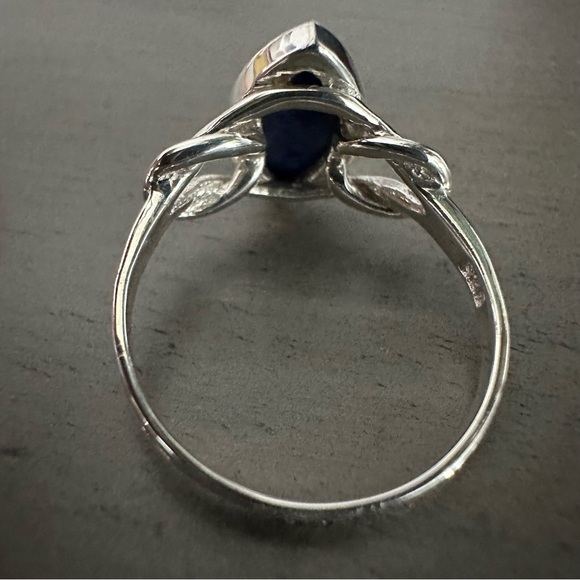 SUVANI 925 Sterling Silver Ring Blue Lapis Lazuli Gemstone Marquise Size 8 - Picture 5 of 8